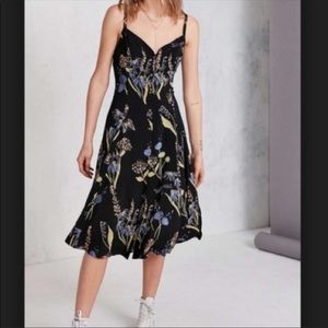 Urban Outfitters Black floral midi dress